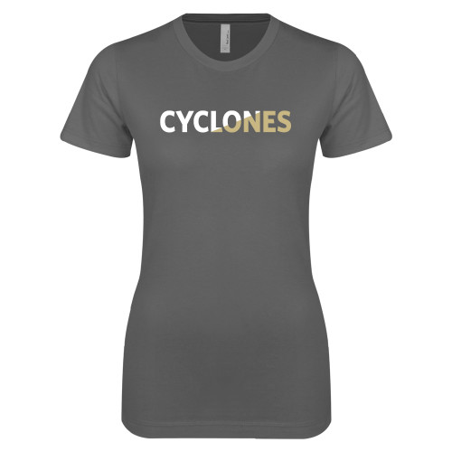  Next Level Womens Charcoal Boyfriend Tee - Cyclones Two Color