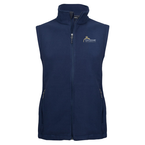  Navy Fleece Full Zip Vest - Centenary University Logo