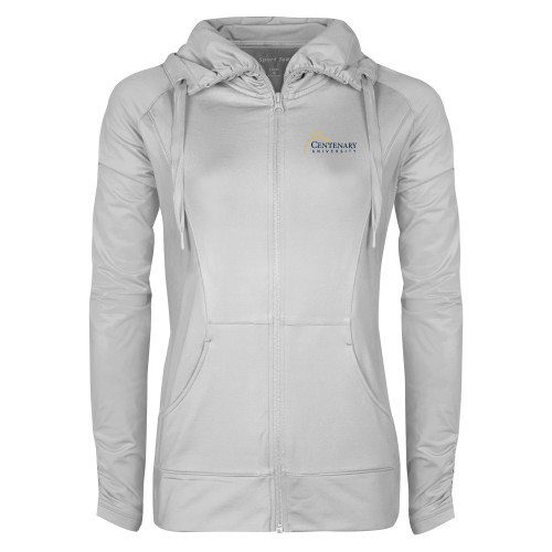  Womens White Sport Wick Stretch Full Zip Jacket - Centenary University Logo