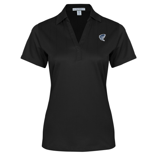  Womens Black Performance Fine Jacquard Polo - Cyclone Athletic Logo