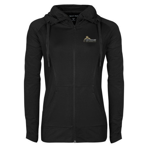  Womens Black Sport Wick Stretch Full Zip Jacket - Centenary University Logo