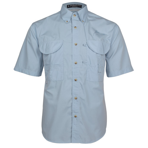  Light Blue Fishing Shirt Performance Short Sleeve  - Centenary University Logo