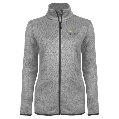  Womens Grey Heather Fleece Jacket - Centenary University Logo