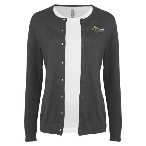  Womens Charcoal Cardigan Sweater - Centenary University Logo