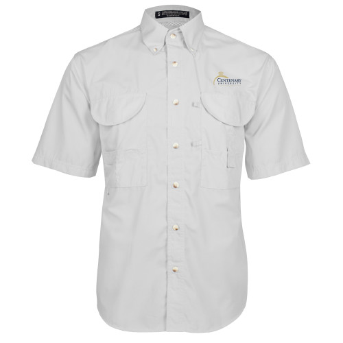  White Fishing Shirt Performance Short Sleeve - Centenary University Logo