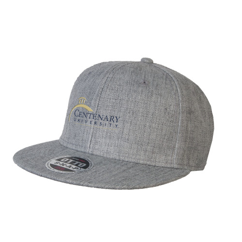  Heather Grey Wool Blend Flat Bill Snapback Hat - Centenary University Logo