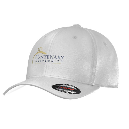  White Flexfit Structured Low Profile Hat - Centenary University Logo