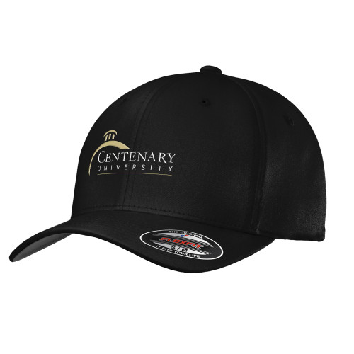  Black Flexfit Structured Low Profile Hat - Centenary University Logo