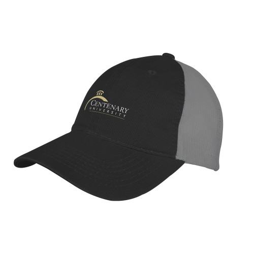  Black/Charcoal Mesh Back Unstructured Low Profile Hat - Centenary University Logo