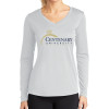 Thumbnail image for  Womens White Performance Long Sleeve V Neck Shirt