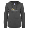 Thumbnail image for  ENZA Womens Dark Heather V Notch Raw Edge Fleece Hoodie