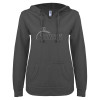 Thumbnail image for  ENZA Womens Dark Heather V Notch Raw Edge Fleece Hoodie