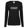 Thumbnail image for  Womens Black Long Sleeve V Neck Tee 