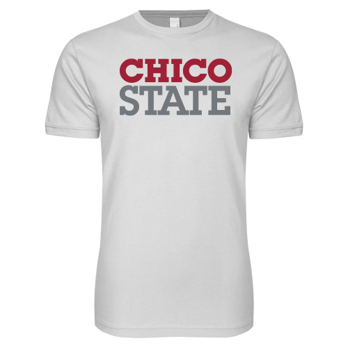 Next Level White SoftStyle T Shirt - Chico State Stacked