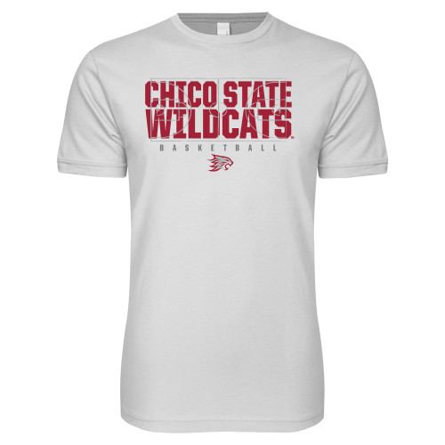  Next Level White SoftStyle T Shirt - Chico State - Basketball Distressed Court