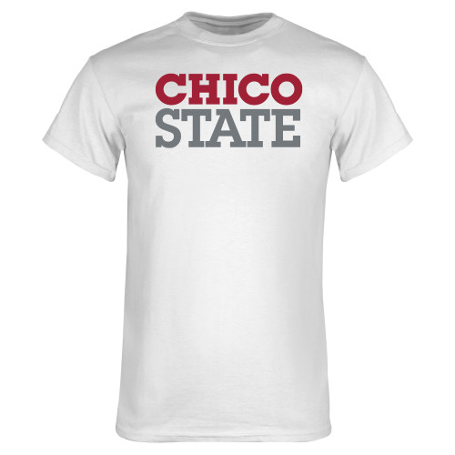  White T Shirt - Chico State Stacked