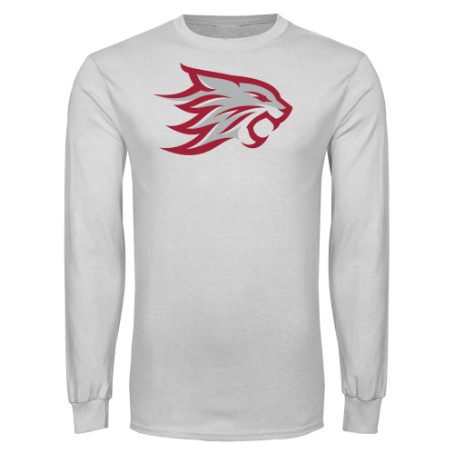  White Long Sleeve T Shirt - Wildcat Head