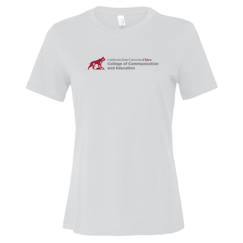 Chico Bella + Canvas Womens White Relaxed Cotton T Shirt - Chico State - CME