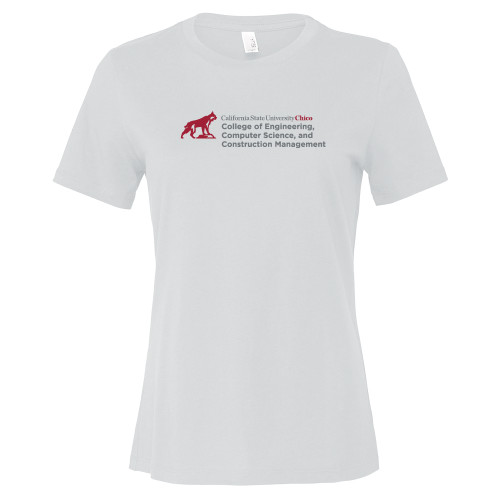 Chico Bella + Canvas Womens White Relaxed Cotton T Shirt - Chico State - ECC