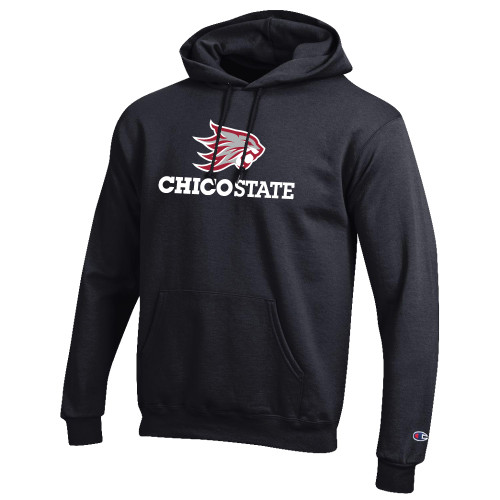  Champion Black Fleece Hoodie - Chico State Primary Mark