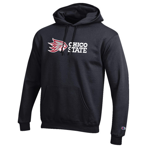  Champion Black Fleece Hoodie - Chico State Horizontal Mark