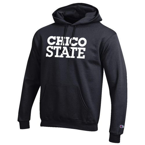  Champion Black Fleece Hoodie - Chico State Stacked