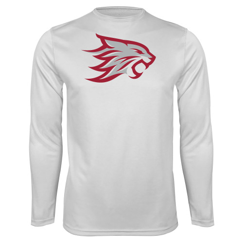  White Performance Long Sleeve Shirt - Wildcat Head