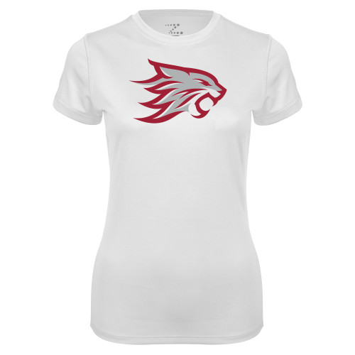  Womens White Performance Tee - Wildcat Head