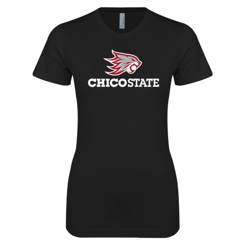  Next Level Womens Black Boyfriend Tee - Chico State Primary Mark