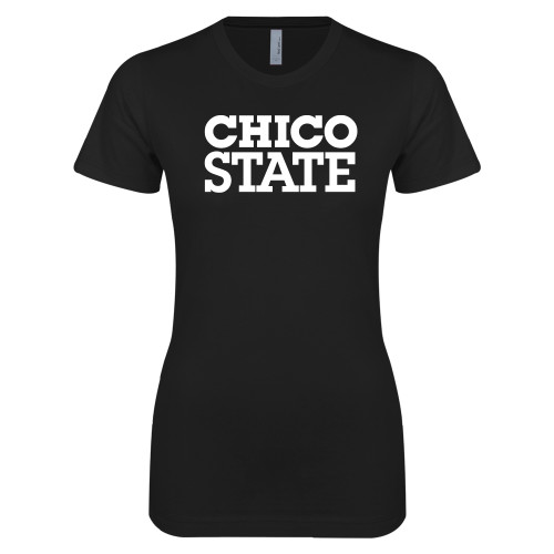  Next Level Womens Black Boyfriend Tee - Chico State Stacked