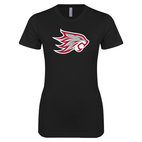  Next Level Womens Black Boyfriend Tee - Wildcat Head