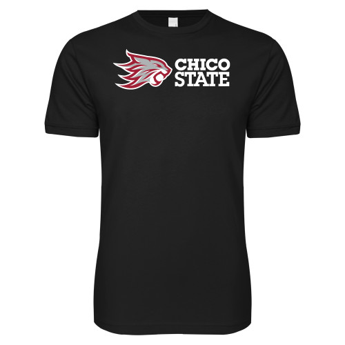  Next Level Black SoftStyle T Shirt - Chico State Horizontal Mark