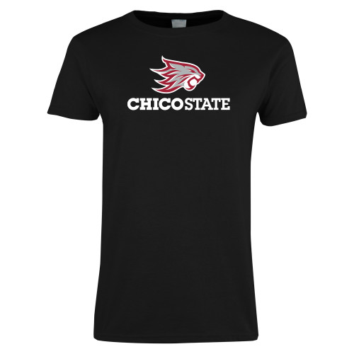  Womens Black Short Sleeve Tee - Chico State Primary Mark