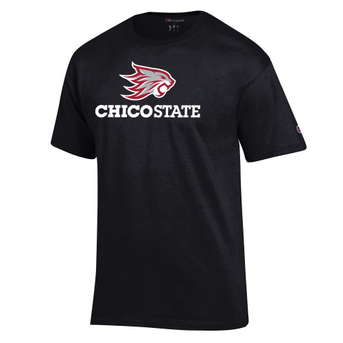  Champion Black T Shirt - Chico State Primary Mark