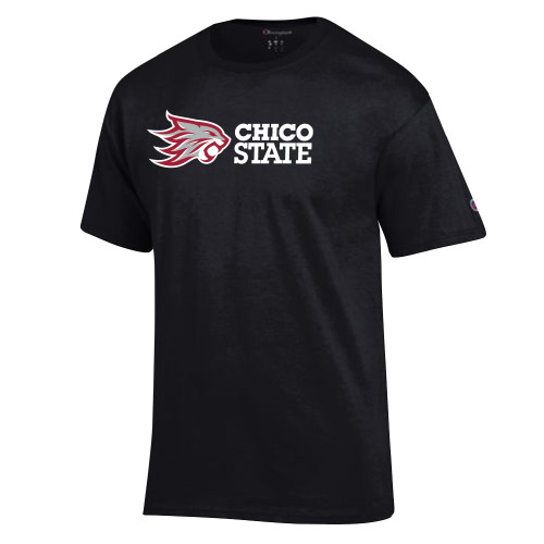  Champion Black T Shirt - Chico State Horizontal Mark