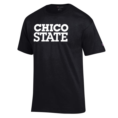  Champion Black T Shirt - Chico State Stacked
