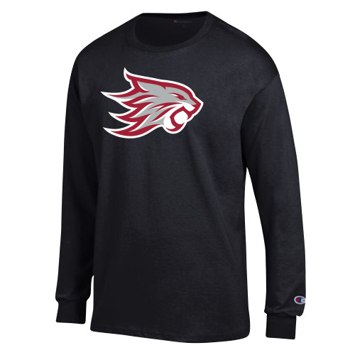  Champion Black Long Sleeve T Shirt - Wildcat Head