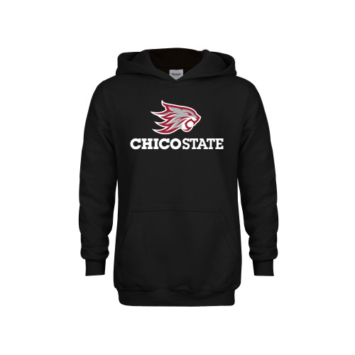  Youth Black Fleece Hoodie - Chico State Primary Mark
