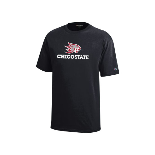  Champion Youth Black Short Sleeve Tee - Chico State Primary Mark