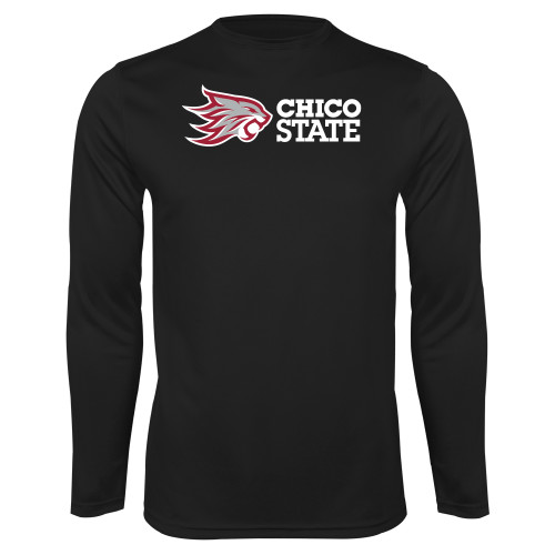  Black Performance Long Sleeve Shirt - Chico State Horizontal Mark