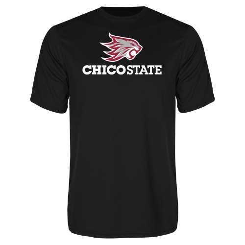  Black Performance Tee - Chico State Primary Mark