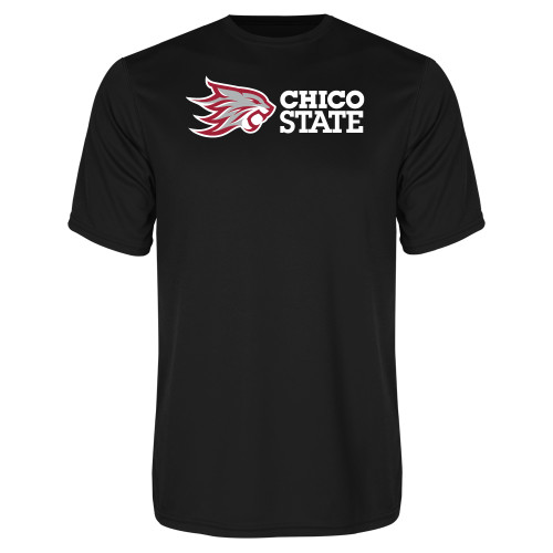  Black Performance Tee - Chico State Horizontal Mark
