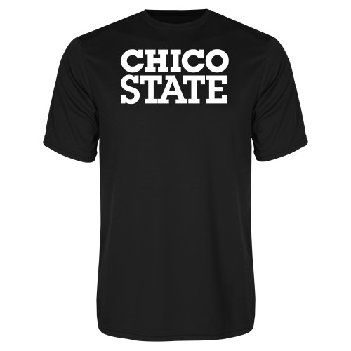  Black Performance Tee - Chico State Stacked