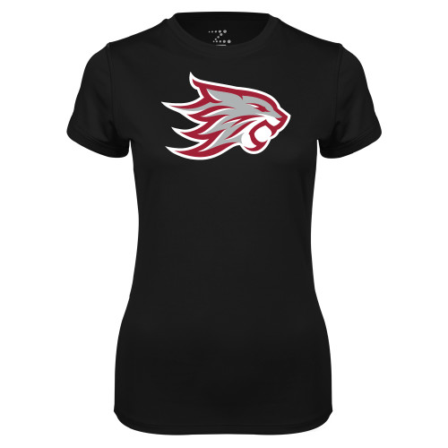  Womens Black Performance Tee - Wildcat Head
