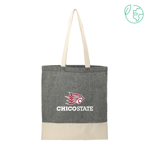  Split Recycled Black Cotton Twill Convention Tote - Chico State Primary Mark