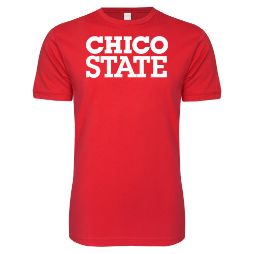  Next Level Red Softstyle T Shirt - Chico State Stacked
