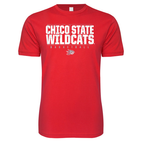  Next Level Red Softstyle T Shirt - Chico State - Basketball Distressed Court