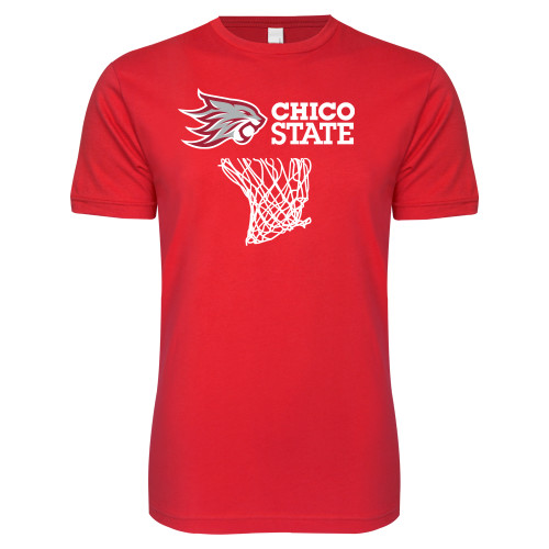  Next Level Red Softstyle T Shirt - Chico State - Basketball Over Net