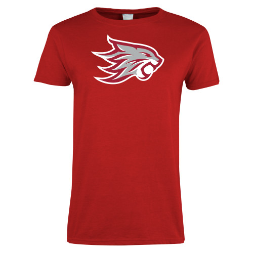  Womens Short Sleeve Red Tee - Wildcat Head