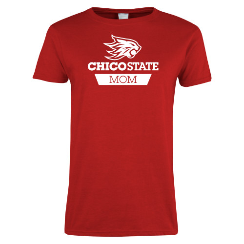  Womens Short Sleeve Red Tee - Chico State Mom